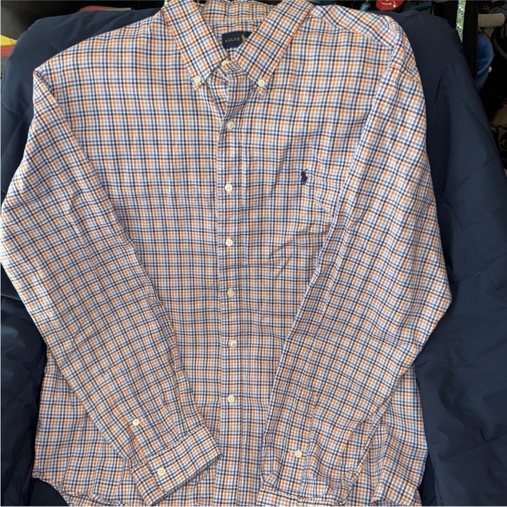 Ralph Lauren Men’s Button-Down Plaid Shirt - Blue & Orange